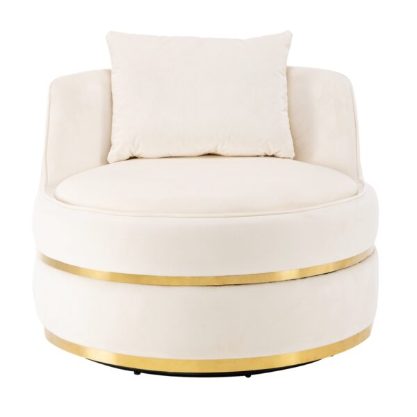 360 Degree Swivel Accent Chair With Soft Cushion For Living Room, Bedroom, Office - Beige