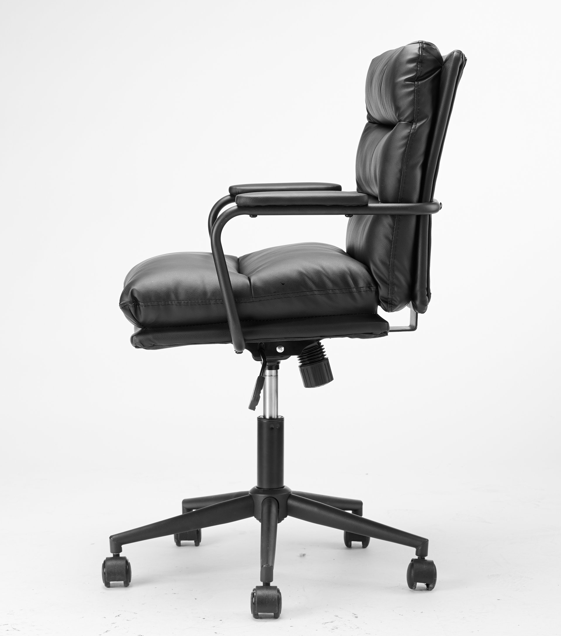 Office Chair Mid Back Desk Chair Modern Excutive Office Chair With Arms And Wheels For Home Office - Black - Image 9