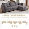 Multi Module Combination Style Sofa For Living Room And Other Lounge Spaces, Modern Minimalist Corduroy Combination Sofa With 2 Comfort Cushions With USB & C Charging Ports - Gray - Image 9