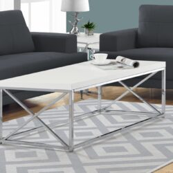 Glossy Coffee Table Rectangular For Living Room - White