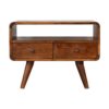 Mini Curved Media Unit With 2 Drawers - Chestnut - Image 11