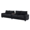 Modern 4 Seater Corduroy Sofa Couch With USB Ports And Hidden Storage - Black - Image 11