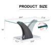 Artistic Rectangular Coffee Table With Tempered Glass Countertop - Gray / White - Image 3