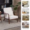 Accent Chair With Pillow Upholstered Arm Chair - Beige - Image 9