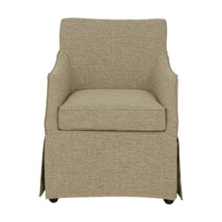 London - Upholstered Skirted Dining Arm Chair With Hidden Casters - Beige