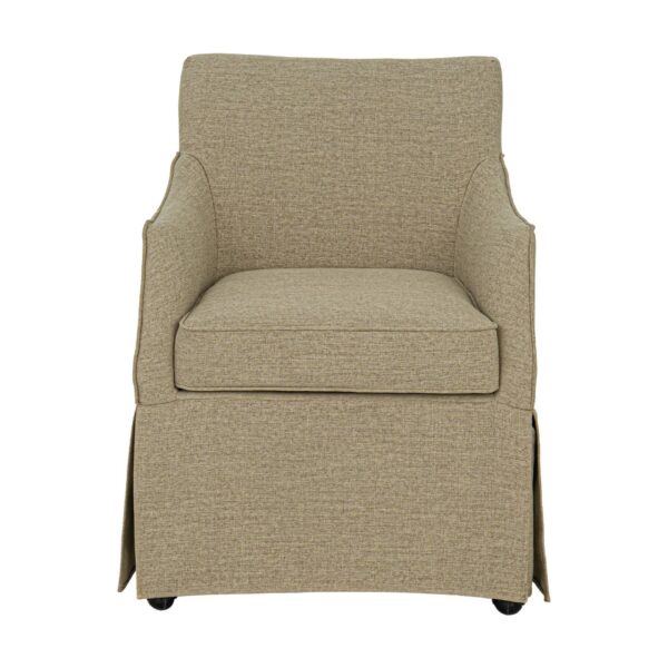 London - Upholstered Skirted Dining Arm Chair With Hidden Casters - Beige