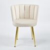 Modern Dining Chair (Set of 2) With Velvet Backrest And Golden Iron Legs For Dining Room - White - Image 12
