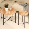 Coffee And End Table Set Waterproof Cover, Distressed Cylindrical Design, Legs Classic Rustic Charm (Set of 2) - Natural Wood / Brown - Image 7