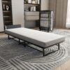 Modern Metal Folding Bed Frame With Foam Mattress, Easy Storage & Mobility - Black - Image 2