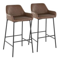 Daniella - Contemporary Fixed Height Barstool (Set of 2) - Black / Espresso