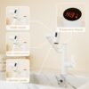 Modern Bathroom Sink Faucet With Spray Function, Temperature Display, Anti Skid Switch, Brass - White - Image 7