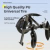Lightweight Foldable Transport Wheelchair Square Tube Design Double Brakes Adjustable Seat & Armrest Breathable Cushion Anti Backflip 250Lbs Capacity 15" Tires - Black / Gray - Image 9