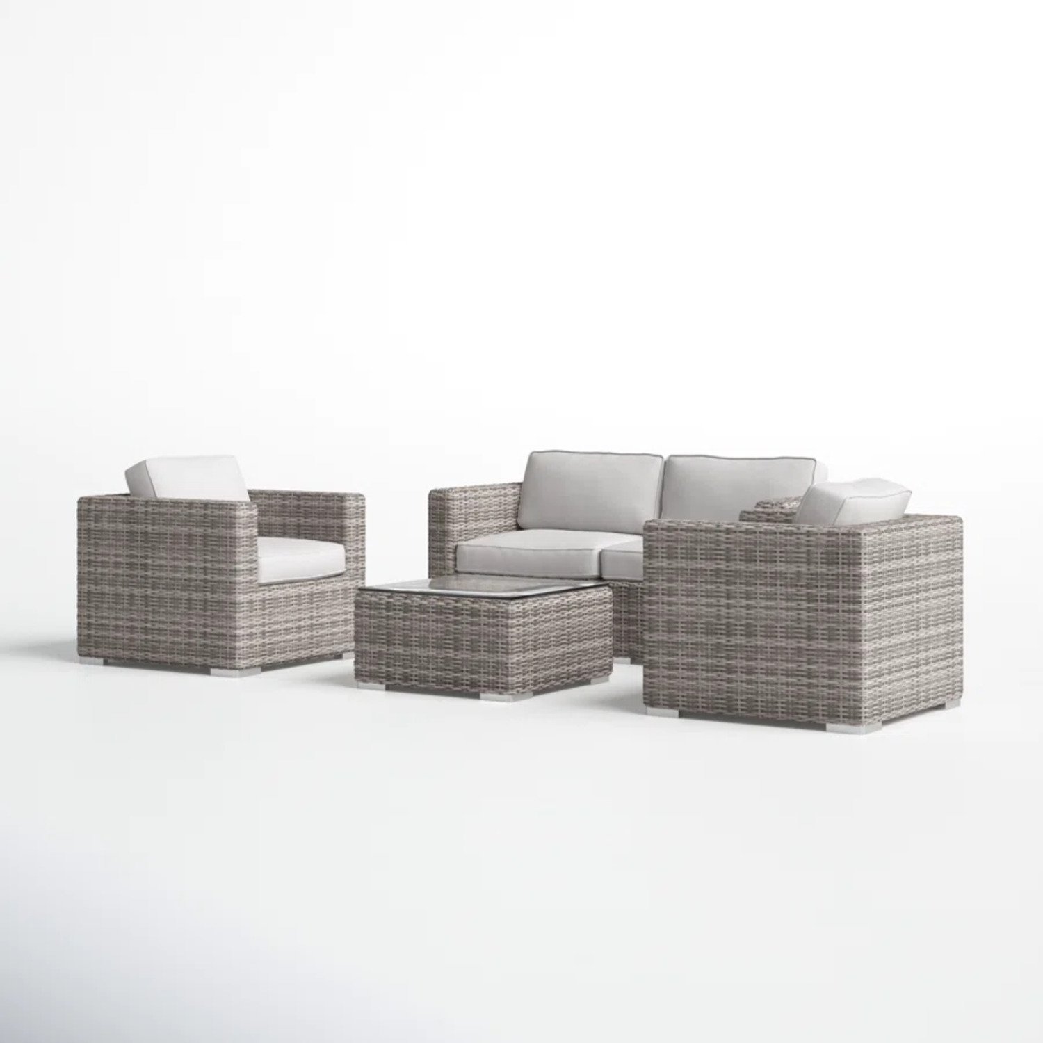 Stylish Outdoor Wicker Sofa And Chair Set With Cushions - Gray Mix - Image 5