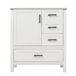 30" Bathroom Vanity With Sink Set, Storage Cabinet, Soft Close Drawers & Removable Tray - White