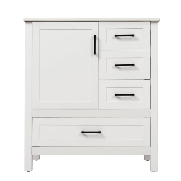 30" Bathroom Vanity With Sink Set, Storage Cabinet, Soft Close Drawers & Removable Tray - White