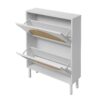 2 Door Shoe Rack, Rattan, Double Layer, Suitable For Living Room, Hallway - White - Image 14