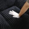 Giant Plush Bean Bag Chair For Adults With Armrests And Footstool - Black - Image 8