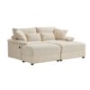 Double Chaise Lounge Set With Reversible Ottoman Soft Corduroy Fabric, Storage Ottomans, USB Port - Beige - Image 13