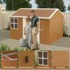 Heavy Duty Storage Shed With Windows, Lockable Door & Ventilation Weatherproof Outdoor Garden Shed - Brown - Image 10