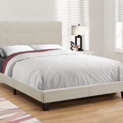 Full Size Bed, Upholstered, Transitional - Beige