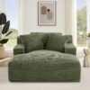 Cloudline - Oversized Chaise Lounge Chair In Soft Corduroy, Modern Comfy Couch With Full Foam Cushioning, Cozy Sleeper Sofabed For Living Room - Green - Image 4