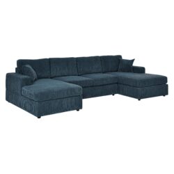 3 Piece Corduroy Double Chaise Sectional Sofa - Blue