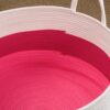 Cotton Round Laundry And Storage Basket With Handles - Pink / White - Image 5