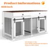 Large Dog Crate, Water Resistant Indoor Pets Furniture Double Dog Crates - Brown White - Image 3
