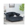 Upholstered Chaise Lounge & Scroll Arms, Turned Legs And 2 Pillows - Charcoal - Image 2