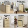 10 Gallon Tilt Out Trash Can Cabinet With Wave Textured Drawer - Oak - Image 7