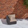 Outdoor 33" Wide Corner Wedge With Cushions - Beige / Brown - Image 2
