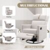 Modern Upholstered Rocker Nursery Chair Plush Seating Glider Swivel Recliner Chair - Tan - Image 4