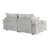 Double Chaise Lounge Set With Reversible Ottoman Soft Corduroy Fabric, Storage Ottomans, USB Port - Gray - Image 13