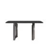 63" Modern Artificial Stone Black Curved Black Metal Leg Dining Table, 6 People - Black - Image 6