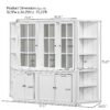 Retro Style Wall Suit With Glass Doors, 75.25" Tall Display Cabinets & Triangle Sided Bookshelves - White - Image 4
