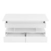 Lift Top Coffee Table With 2 Drawers, Multi Functional Lift Top Coffee Table With High Gloss Finish For Living Room - White - Image 10