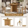 Topmax - 5 Piece Modern Round Dining Table Set Pedestal Kitchen Table Set With 4 Upholstered Dining Chairs For Studio, Apartment, Small Places - Natural - Image 6