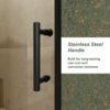 Single Sliding Shower Door, Clear Tempered Glass Shower Door With Stainless Steel Handle - Black - Image 5