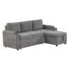 L Shaped Convertible Sofa Bed With Storage, Cup Holders, USB Ports Chenille - Gray - Image 14