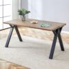 Wood Textured Dining Table With A Frame Legs.Density Board Sticker Pipe Spraying, Suitable For Various Occasions Such As Living Rooms - Black - Image 10