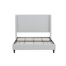Harper - Queen Size Tall Headboard Upholstered Bed 54" High - Cream White