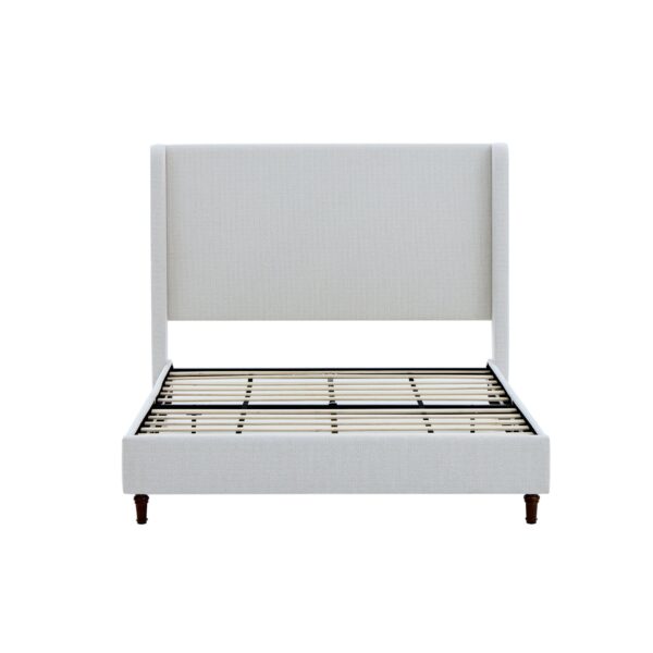 Harper - Queen Size Tall Headboard Upholstered Bed 54" High - Cream White