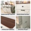 Barn Door Double Tilt Out Trash Cabinet For 20 Gallon Cans With Free Standing Recycling And Laundry Storage - Brown / Antique White - Image 11