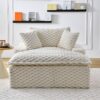Harbor - Comfortable Luxury Sofa Turtle Fleece Fabric - White - Image 4