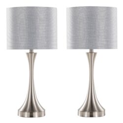 Lenuxe - Contemporary Table Lamp Built In USB Port (Set of 2) - Nickel / Gray