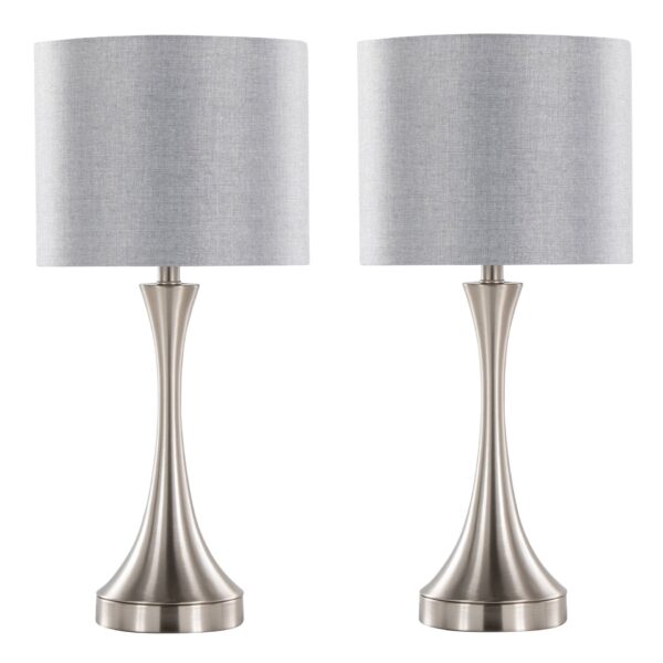 Lenuxe - Contemporary Table Lamp Built In USB Port (Set of 2) - Nickel / Gray