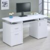 Office Computer Desk With 2 Drawers, Adjustable Shelf, And Slide Out Keyboard Tray - White - Image 2