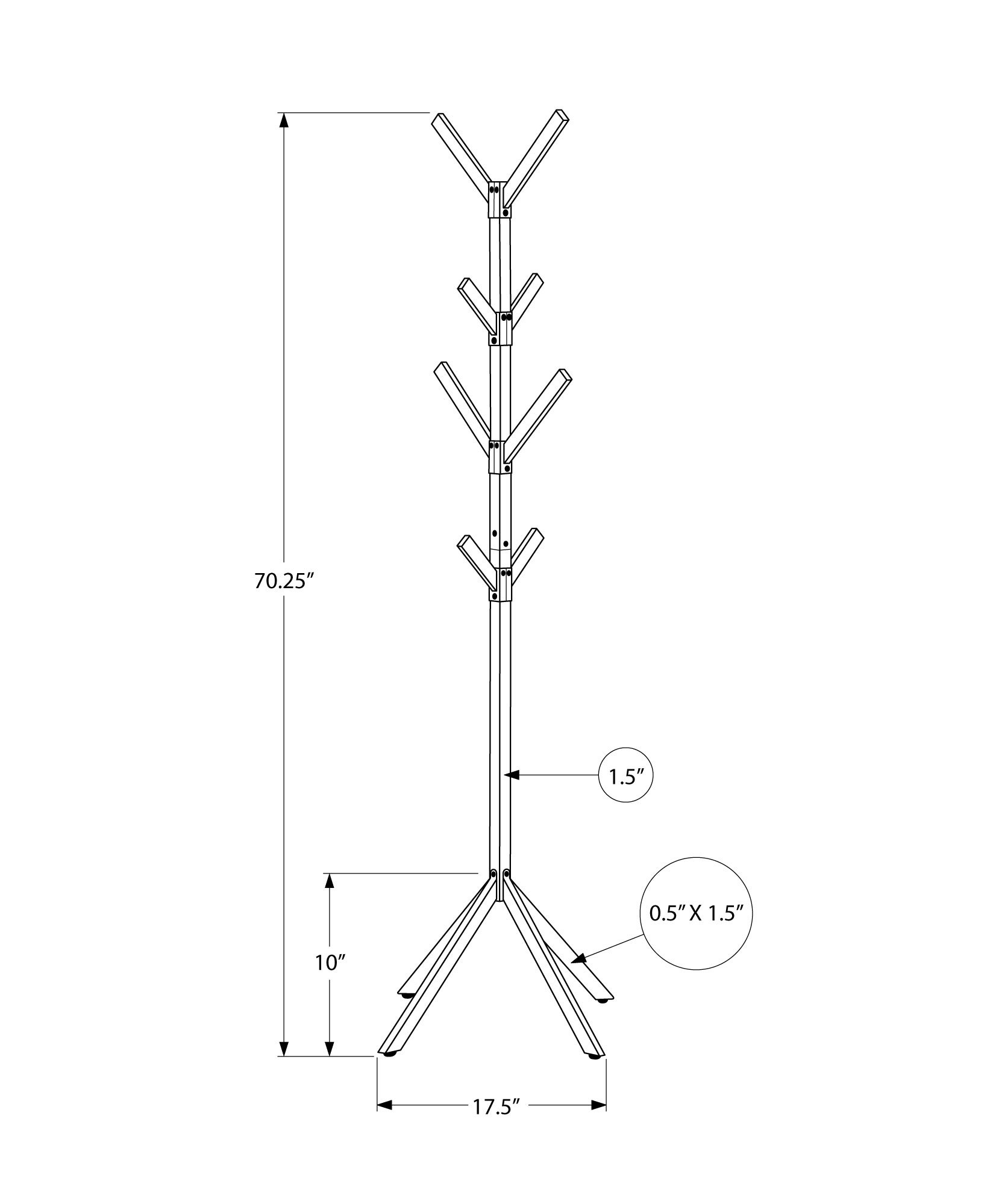 Coat Rack, Hall Tree, Free Standing, 8 Hooks, Entryway, 70"H, Contemporary & Modern - White - Image 4