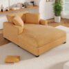 Oversized Chaise, Lounge Chair Classic Design, Soft Fabric, Durable Frame With Solid Wood Legs - Yellow - Image 3