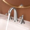 Widespread Bathroom Faucet With Pop Up Drain - Brushed Nickel - Image 2